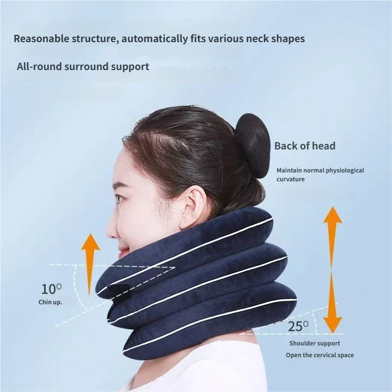 Cervical Neck Traction Device,Relief for Chronic Neck & Shoulder Alignment Pain,Inflatable Stretcher Collar for Neck Relief