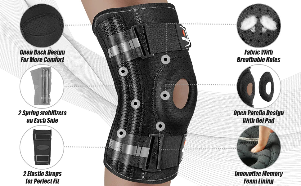 NEENCA Knee Brace for Knee Pain Knee Support with Side Stabilizers Men&Women Arthritis Meniscus Tear ACL PCL Runner Sports