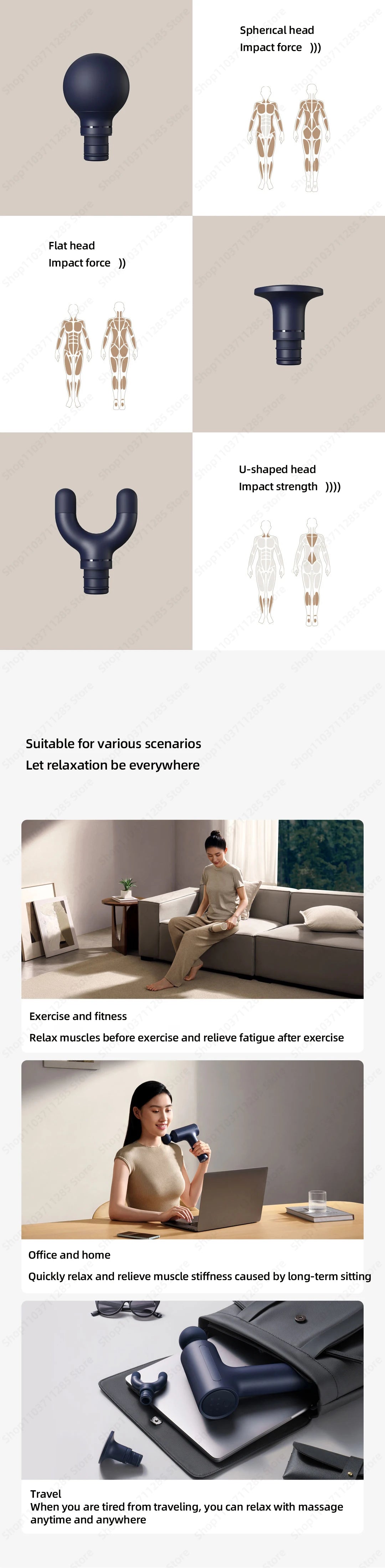 Xiaomi Mi Fascia Gun 3 Muscle Massage Gun Dual Mode 2450mAh 3 Massage Heads 25KG Thrust Shoulder and Neck Relaxation Massage
