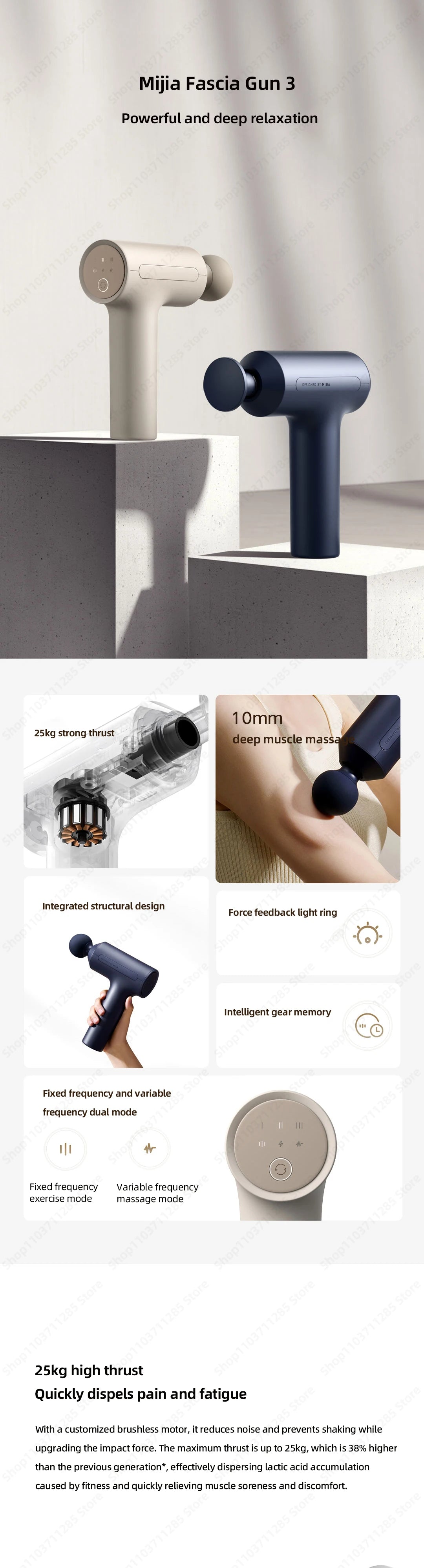 Xiaomi Mi Fascia Gun 3 Muscle Massage Gun Dual Mode 2450mAh 3 Massage Heads 25KG Thrust Shoulder and Neck Relaxation Massage