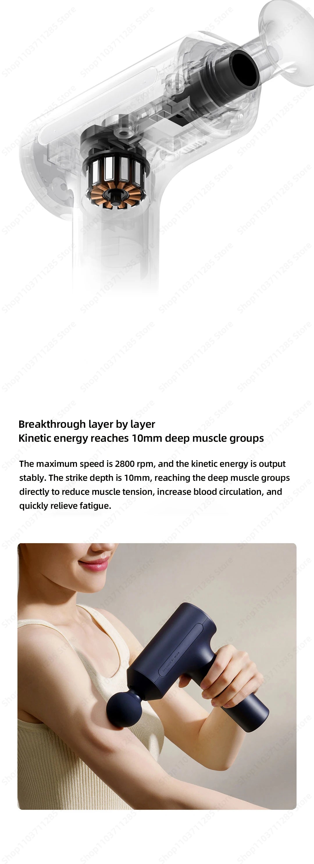 Xiaomi Mi Fascia Gun 3 Muscle Massage Gun Dual Mode 2450mAh 3 Massage Heads 25KG Thrust Shoulder and Neck Relaxation Massage