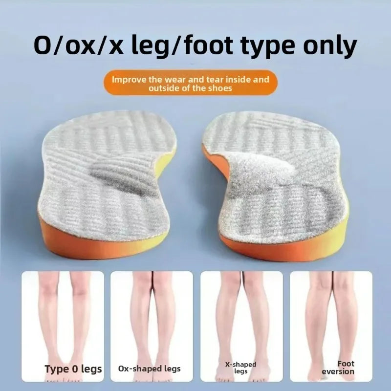 Orthotic Insoles for Men Women Leg Posture Correction Shoe Pad for Overpronation Supination Bow Legs Flat Feet Arch Support